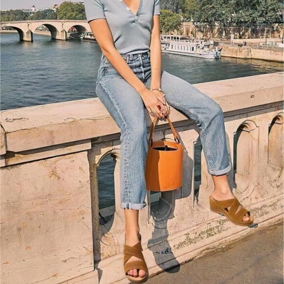 NWOT SHIBEVER Low Comfortable Wedge Sandal‎ Open Toe Slip On Size 39 US 8 - Picture 2 of 16